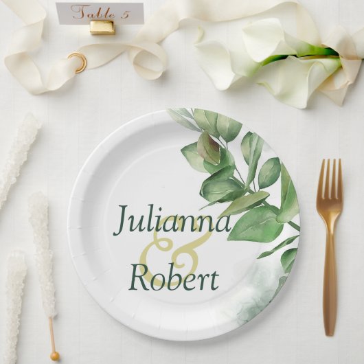 ラブリーウォーター色の緑の紙プレート ペーパープレート (ウェディング)