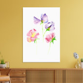 ラブリーウォーター色スイートピーズピンクパープル キャンバスプリント (インサイチュ (リビング))