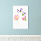 ラブリーウォーター色スイートピーズピンクパープル キャンバスプリント (インサイチュ (ウッドフロア))