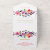 ラブリーウォーター色ピンクの花ベビーガールシャワー オールインワン招待状 (外側)