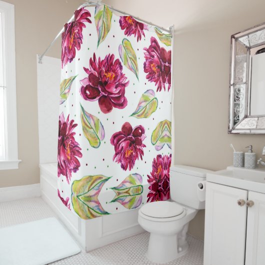 ラブリーウォーター色フローラ シャワーカーテン (インサイチュ)