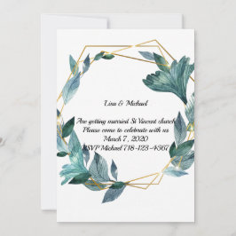 ラブリーウォーター葉カラーフレーン結婚ズ 招待状