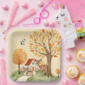 ラブリーウッドランドディアカントリーサイドホームキッズ ペーパープレート (パーティー)