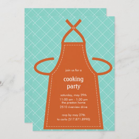 ラブリーエプロンサマーパーティー/料理パーティの招待状 招待状 (正面/裏面)
