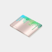 ラブリーエレガントバラ金ゴールドグリーンブルーグリッタードリップ ポストイット (アングル)