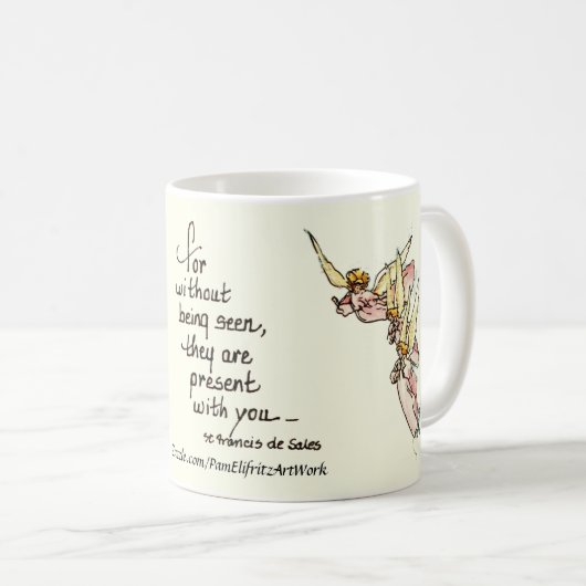 ラブリーエンジェルとことわざの心地よいスケッチ コーヒーマグカップ (正面右)