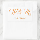 ラブリーオレンジとホワイト 長方形シール (バッグ)