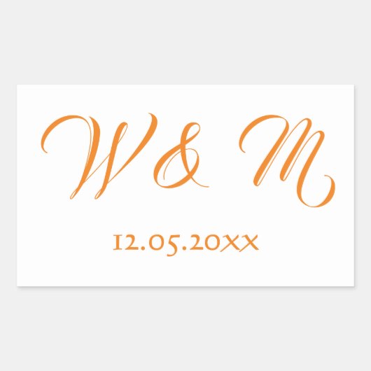 ラブリーオレンジとホワイト 長方形シール (正面)