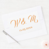 ラブリーオレンジとホワイト 長方形シール (封筒)