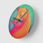 ラブリーオレンジキャット抽象芸術アート ラウンド壁時計 (傾斜)