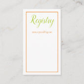 ラブリーオレンジ緑と白結婚のレジストリ エンクロージャーカード (正面)