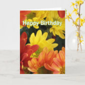 ラブリーオレンジ、黄色いデイジーの花ハッピーバースデー カード (黄色い花)