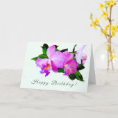 ラブリーオーキッド誕生日グレーティン カード (黄色い花)