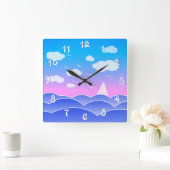 ラブリーカよくはしゃぐラーシースケープブルー海 スクエア壁時計 (ホーム)