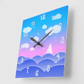 ラブリーカよくはしゃぐラーシースケープブルー海 スクエア壁時計 (傾斜)