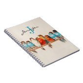 ラブリーカラフルダスティブルーバードヴィンテージモノグラム ノートブック (右側)