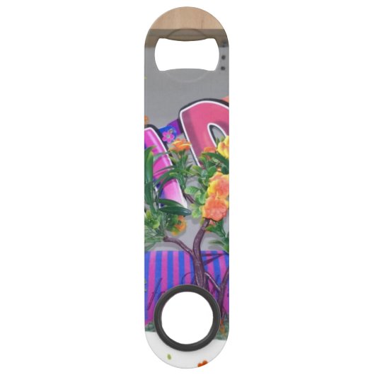 ラブリーカラフル誕生日アートプリント スピード栓抜き (正面)