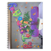 ラブリーカラフル誕生日アートプリント ノートブック (正面)