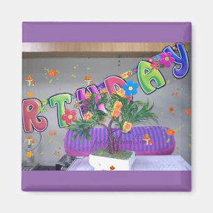 ラブリーカラフル誕生日アートプリント マグネット