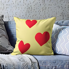 ラブリーカラフル赤いハートイエローホームデコル クッション