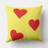 ラブリーカラフル赤いハートイエローホームデコル クッション (裏面)