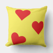 ラブリーカラフル赤いハートイエローホームデコル クッション (正面)