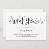 ラブリーカリグラフィー 編集可能な色の花嫁のシャワー 招待状 (正面/裏面)