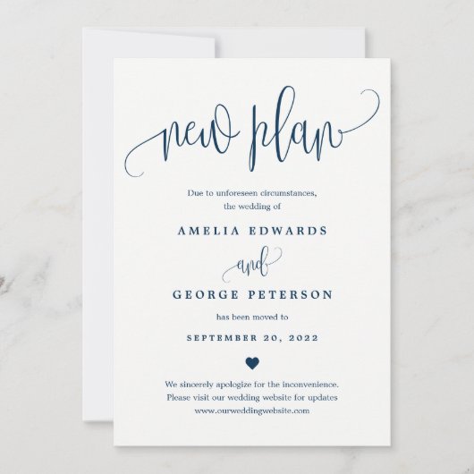 ラブリーカリグラフィ編集可能カラー更新カード セーブザデート (正面)