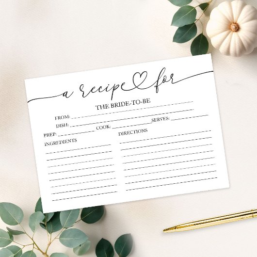 ラブリーカリフブライダルシャワーレシピカード