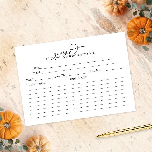 ラブリーカリフブライダルシャワーレシピカード