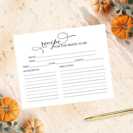 ラブリーカリフブライダルシャワーレシピカード