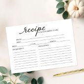 ラブリーカリフブライダルシャワーレシピカード