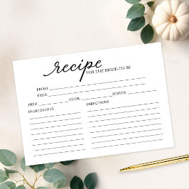 ラブリーカリフブライダルシャワーレシピカード