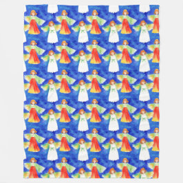 ラブリーガカラフルニディアンジェルズウォーターカラーパターン フリースブランケット