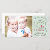 ラブリーガーランズホリデーフォトカード – ライトブルー シーズンカード (正面/裏面)