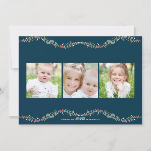 ラブリーガーランドクリスマスフォトカード – ネイビー シーズンカード (裏面)