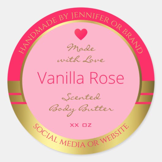 ラブリーガーリーズ製品包装ラベルピンクと金ゴールド ラウンドシール (正面)