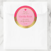 ラブリーガーリーズ製品包装ラベルピンクと金ゴールド ラウンドシール (バッグ)