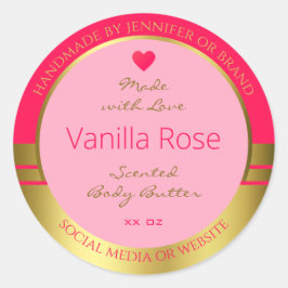 ラブリーガーリーズ製品包装ラベルピンクと金ゴールド ラウンドシール
