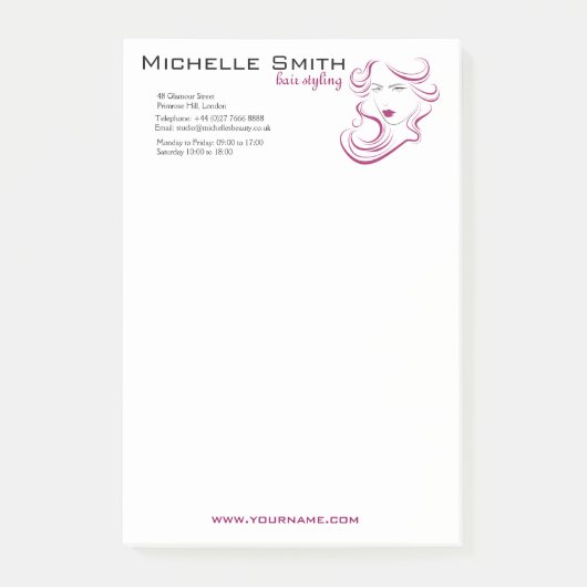 ラブリーガールアイコンパープルヘアヘアスタイルブランディング ポストイット (正面)