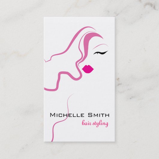 ラブリーガールアイコンピンクヘアスタイリングブランディング 名刺 (正面)