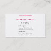 ラブリーガールアイコンピンクヘアスタイリングブランディング 名刺 (裏面)