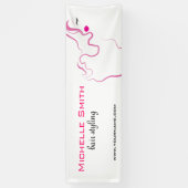 ラブリーガールアイコンピンクヘアスタイリングブランディング 横断幕 (縦)