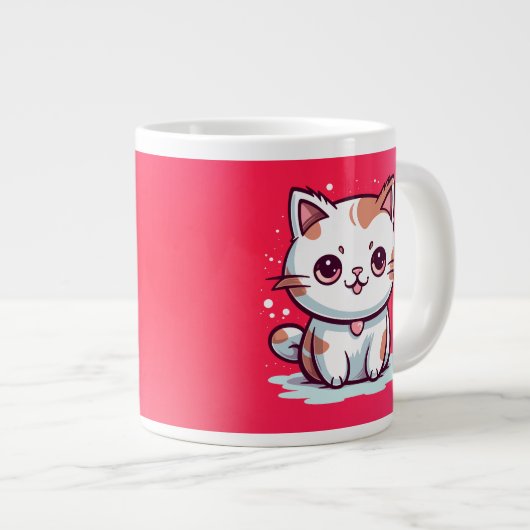 ラブリーキャットかわいいスタイルクリップアート–47758 ジャンボコーヒーマグカップ (正面右)