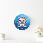 ラブリーキャットかわいいスタイルクリップアート–47758 ラウンド壁時計 (ホーム)