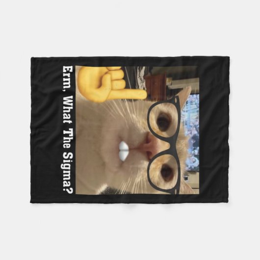 ラブリーキャットミームクリックアートキュートキットンエム フリースブランケット (正面(横))