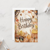 ラブリーキュートウィッシュ秋秋ハッピーバースデー カード (正面/裏面インサイチュ)