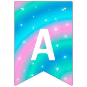 ラブリーキュートホワイトユニコーンハッピーバースデー バンティングフラッグ (第3の旗)