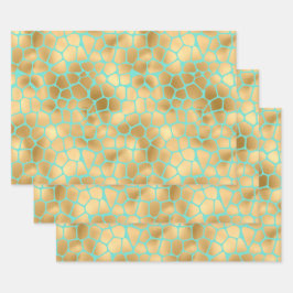 ラブリーキラフェスポットゴールデンとティール（緑がかった色） ラッピングペーパーシート
