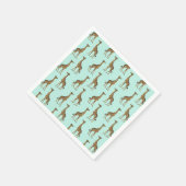 ラブリーキリンプリントミント&金ゴールド スタンダードカクテルナプキン (角)